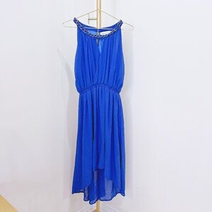 Loranzo Romanza Blue chiffon tulle sleeveless dress